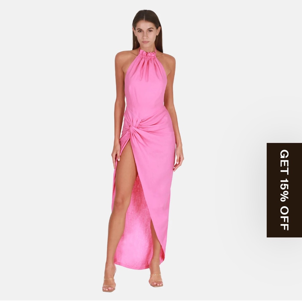 Elegant Pink Halter Dress